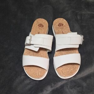 White Slide Sandals